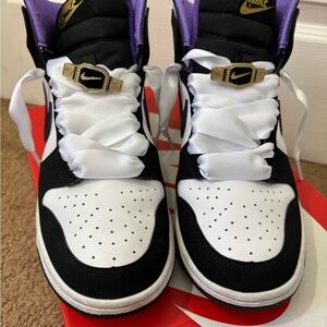 Nike Dunk High-Top Sneakers Black White Purple